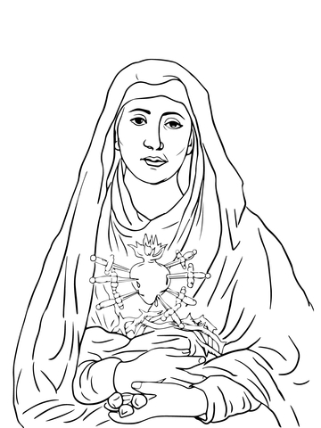 Seven Sorrows Of Mary Coloring Page